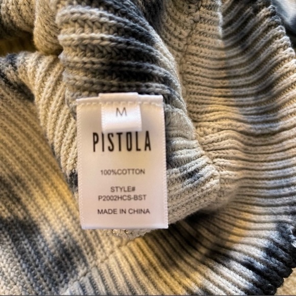 Pistola Eva Tie-Dye Oversized Cropped Slouch Sweater In Black Storm Size Medium - Picture 7 of 8